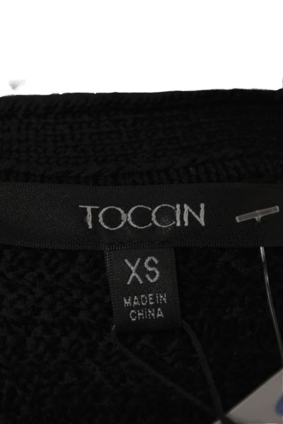Toccin Unisex Black Mercerized Cotton Button Cardigan Long Sleeve Size XS