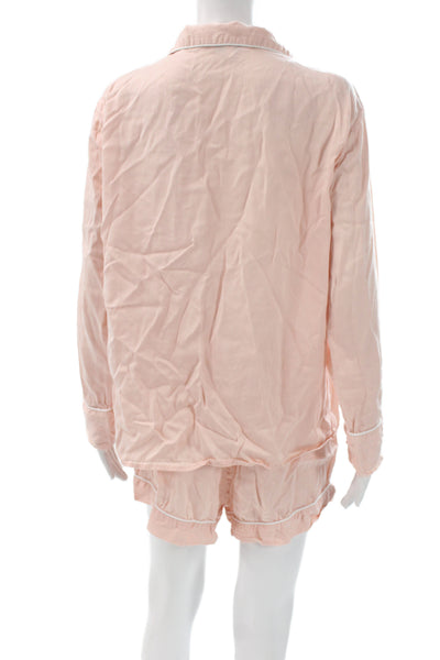 Ettitude Womens Cotton collared Top SleepWear Set Pink Size L