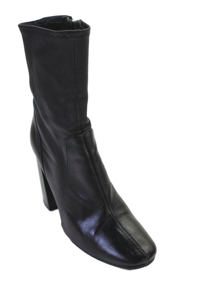 Zara Woman Womens Leather Zip Up High Heel Ankle Boots Black Size 37 7