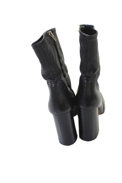 Zara Woman Womens Leather Zip Up High Heel Ankle Boots Black Size 37 7