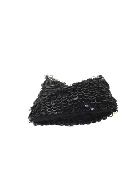 Zara Womens Circle Metal Embellished Satchel Shoulder Handbag Black