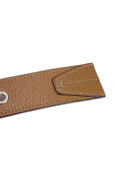 Prada Womens Leather Silver Tone Buckle Medium Belt Brown Size 34