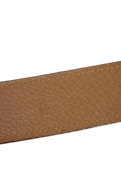 Prada Womens Leather Silver Tone Buckle Medium Belt Brown Size 34