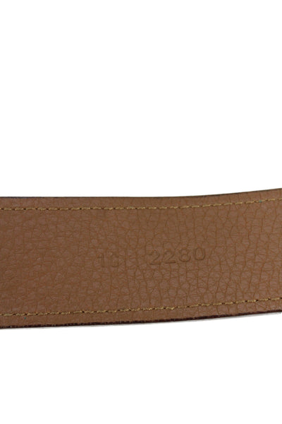 Prada Womens Leather Silver Tone Buckle Medium Belt Brown Size 34