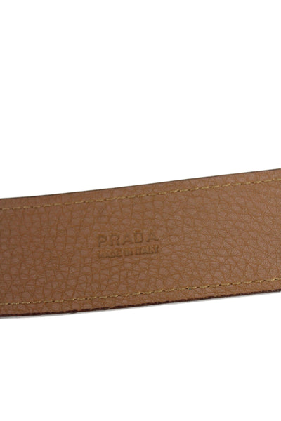 Prada Womens Leather Silver Tone Buckle Medium Belt Brown Size 34