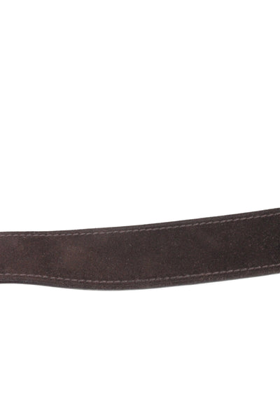 Prada Womens Suede Silver Tone Large Buckle Belt Dark Brown Size 32