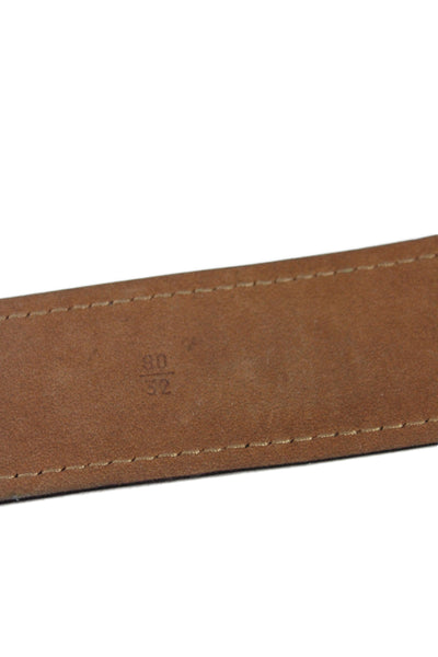 Prada Womens Suede Silver Tone Large Buckle Belt Dark Brown Size 32