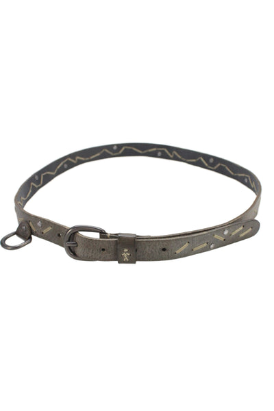 Henry Beguelin Womens Leather Lace Up Skinny Belt Grey Size EUR 85