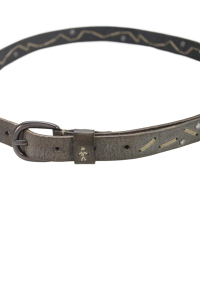 Henry Beguelin Womens Leather Lace Up Skinny Belt Grey Size EUR 85