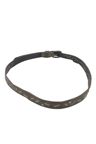 Henry Beguelin Womens Leather Lace Up Skinny Belt Grey Size EUR 85