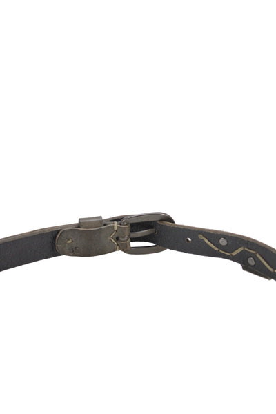 Henry Beguelin Womens Leather Lace Up Skinny Belt Grey Size EUR 85