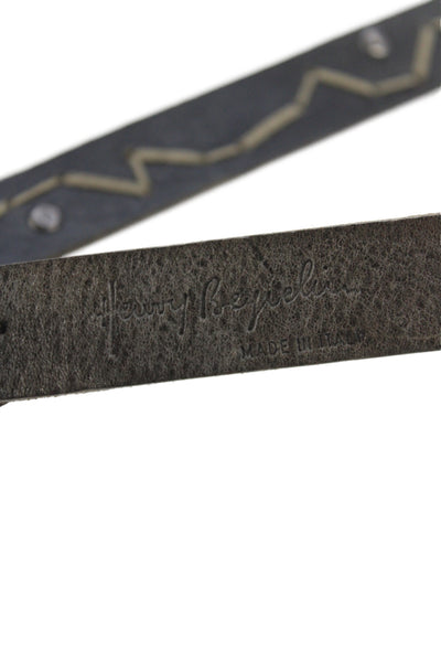 Henry Beguelin Womens Leather Lace Up Skinny Belt Grey Size EUR 85