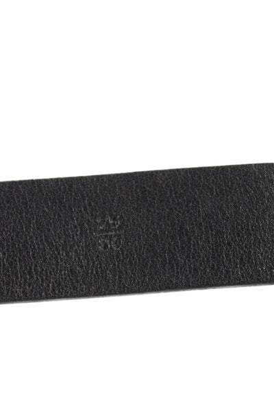 Prada Womens Leather Silver Tone Buckle Belt Black Size 30
