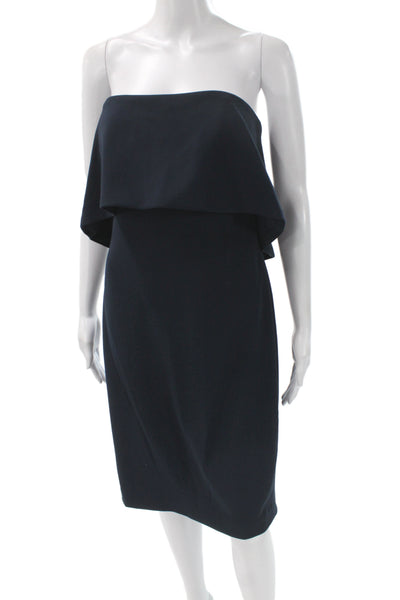 Badgley Mischka Women Short Sheath Dress Dark Blue Sleeveless Zip Size 6