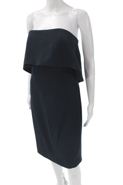 Badgley Mischka Women Short Sheath Dress Dark Blue Sleeveless Zip Size 6