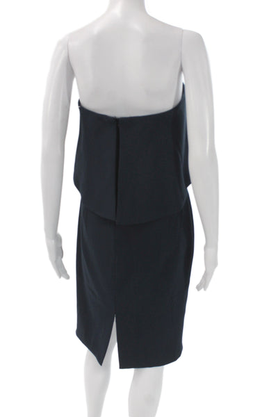 Badgley Mischka Women Short Sheath Dress Dark Blue Sleeveless Zip Size 6