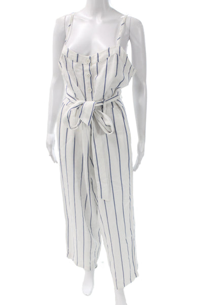 Rails Womens Sleeveless Striped Cotton V-Neck Jumpsuit White Size L