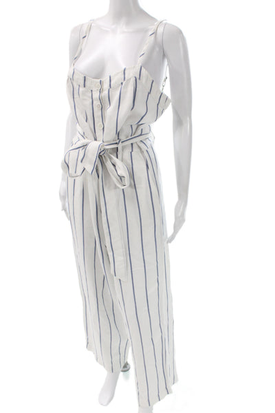 Rails Womens Sleeveless Striped Cotton V-Neck Jumpsuit White Size L