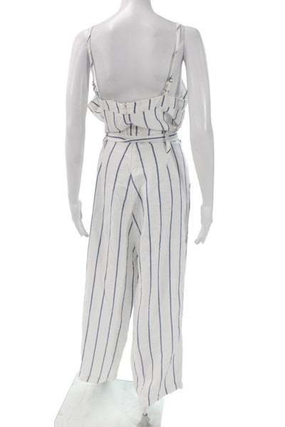 Rails Womens Sleeveless Striped Cotton V-Neck Jumpsuit White Size L