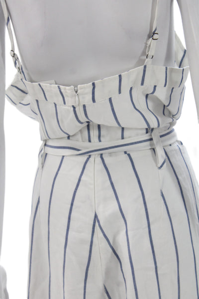 Rails Womens Sleeveless Striped Cotton V-Neck Jumpsuit White Size L