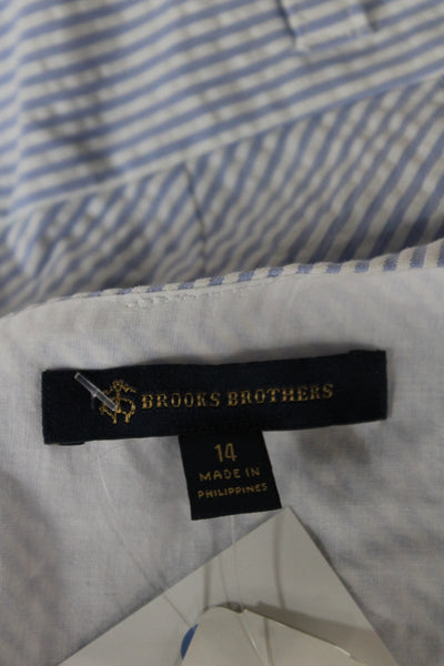 Brooks Brothers Women Sheath Dress Light Blue Striped V-Neck Sleeveless Size 14