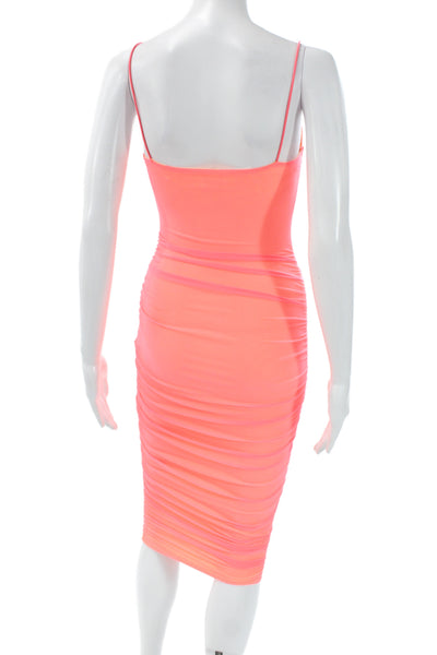 Superdown Womens Bodycon Slip Dress Pink Square Neck Zip 90s Size XS