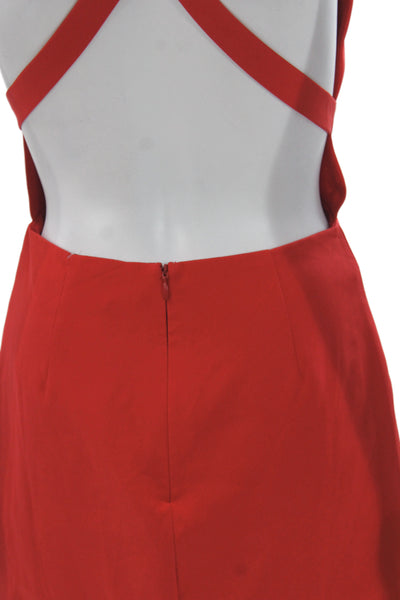 NBD Womens Mini Bodycon Dress Red V Neck Sleeveless Polyester Spandex Size S