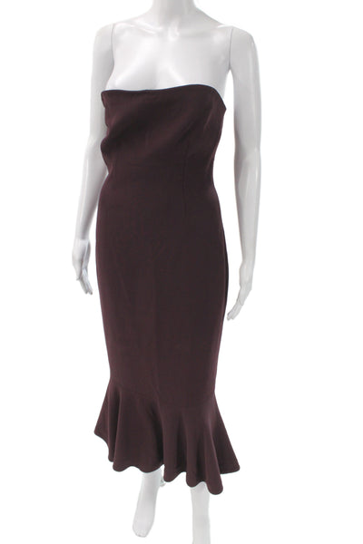 Cinq à Sept Women Mermaid Bodycon Mid Calf Sleeveless Brown Dress Size 6
