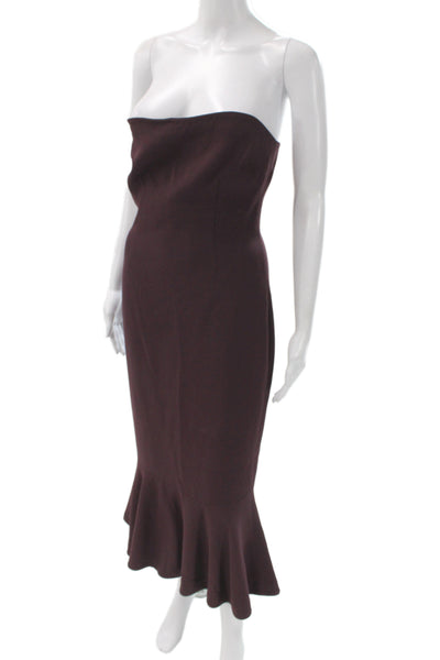 Cinq à Sept Women Mermaid Bodycon Mid Calf Sleeveless Brown Dress Size 6