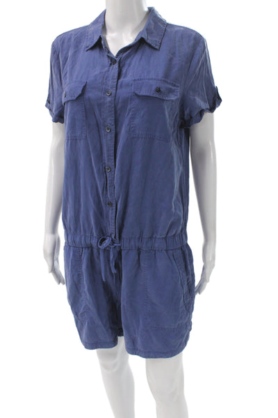 Vineyard Vines Womens Jumpsuit Collared Short Sleeve Blue Tencel Size 10