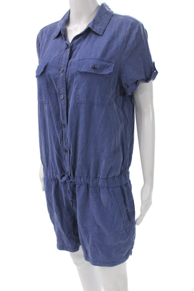 Vineyard Vines Womens Jumpsuit Collared Short Sleeve Blue Tencel Size 10