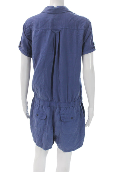 Vineyard Vines Womens Jumpsuit Collared Short Sleeve Blue Tencel Size 10