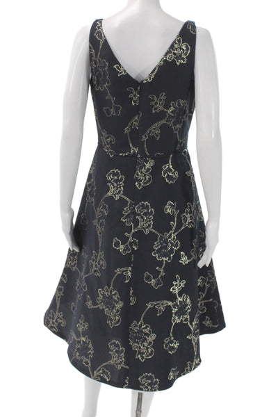 Lauren Ralph Lauren Womens Dark Blue Floral A-Line Fit Flare Dress Size 4