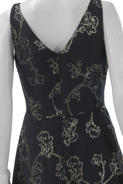 Lauren Ralph Lauren Womens Dark Blue Floral A-Line Fit Flare Dress Size 4