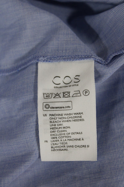 COS Women Wrap Dress Light Blue V-Neck Short Sleeve Cotton Mid-Calf Size 8