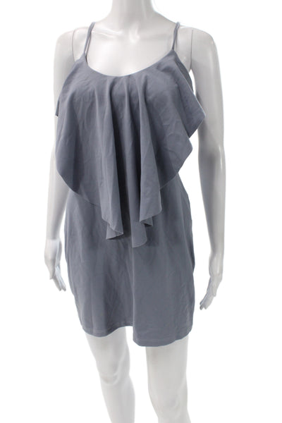Susana Monaco Women Gray Slip Dress Sleeveless Round Neck Poly Spandex Size S