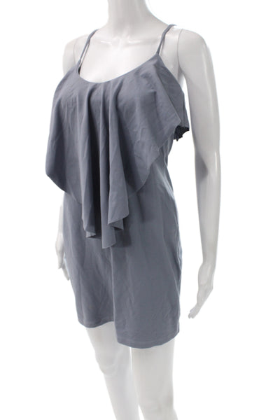 Susana Monaco Women Gray Slip Dress Sleeveless Round Neck Poly Spandex Size S