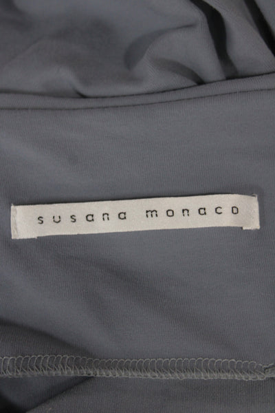 Susana Monaco Women Gray Slip Dress Sleeveless Round Neck Poly Spandex Size S