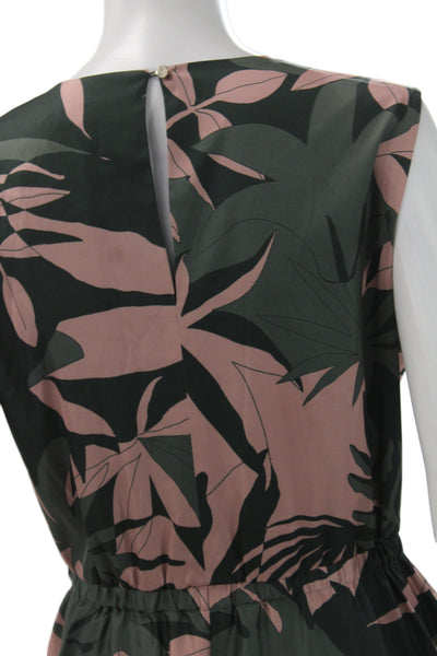 Ted Baker London Women A-Line Maxi Dress Green Floral Sleeveless Size 4