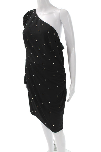 Ieena for MacDuggal Womens Bodycon Mini Dress Black Longsleeve Polka Dot Size 12