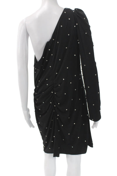 Ieena for MacDuggal Womens Bodycon Mini Dress Black Longsleeve Polka Dot Size 12
