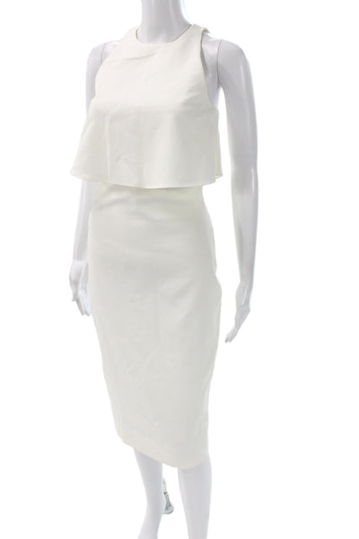Likely Women Sheath Pencil Dress White High Neck Sleeveless Zip Size 2