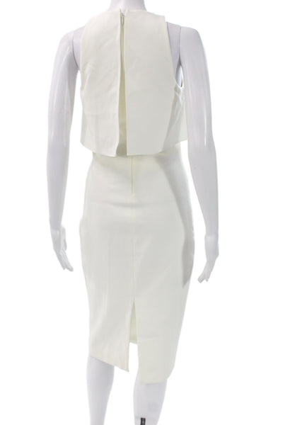 Likely Women Sheath Pencil Dress White High Neck Sleeveless Zip Size 2