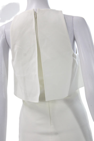 Likely Women Sheath Pencil Dress White High Neck Sleeveless Zip Size 2