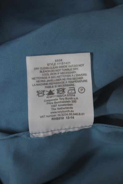 Tory Burch Womens Shift Dress Blue Lace Cotton Sleeveless Knee Length Size 8