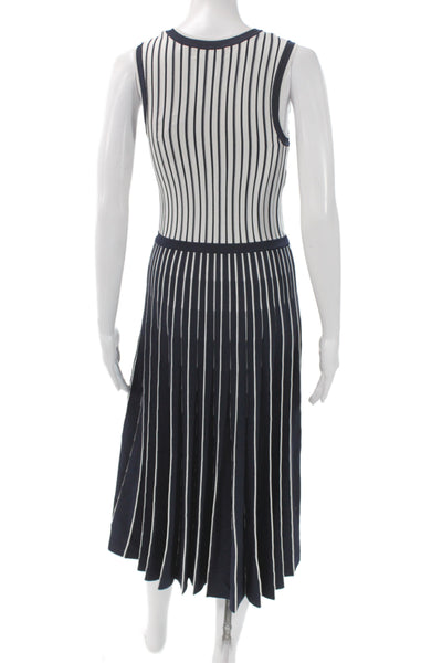 Jason Wu Women Sleeveless Sweater Dress Dark Blue Striped Long Wool Size XS