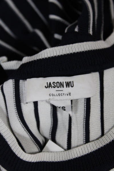 Jason Wu Women Sleeveless Sweater Dress Dark Blue Striped Long Wool Size XS