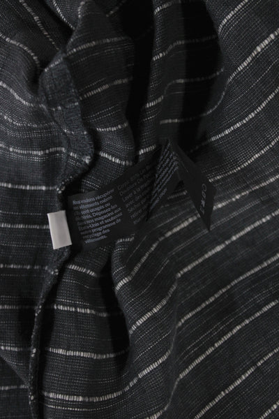 Eileen Fisher Women Plus Shift Dress Dark Gray Striped Short Sleeve Size L
