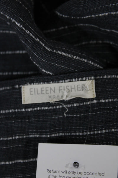 Eileen Fisher Women Plus Shift Dress Dark Gray Striped Short Sleeve Size L