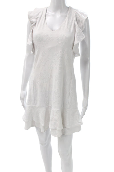 Lily Pulitzer Womens Shift Sundress White Floral V-Neck Button Short Size S
